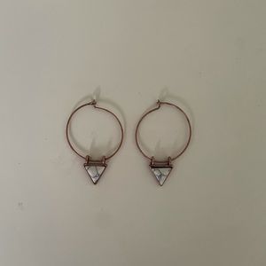 Rustic Hoop Triangle Marble Earrings